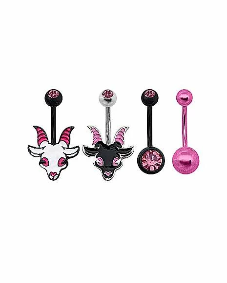 Outlet β€οΈ Multi-Pack CZ Goat Belly Rings 4 Pack - 14 Gauge π 3 Outlet β€οΈ Multi-Pack CZ Goat Belly Rings 4 Pack - 14 Gauge π