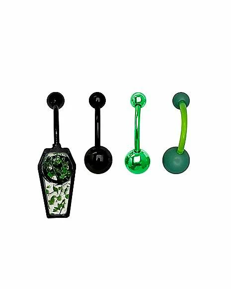 Cheapest π Multi-Pack Pentagram Coffin and Green Belly Rings 4 Pack - 14 Gauge π 4 Cheapest π Multi-Pack Pentagram Coffin and Green Belly Rings 4 Pack - 14 Gauge π - Image 2