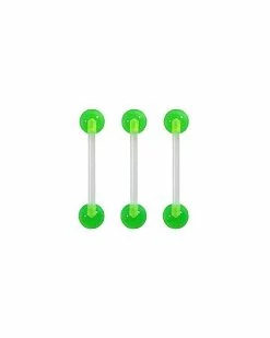 Best Pirce 🥰 Multi-Pack Glow in the Dark Green Barbells 3 Pack - 14 Gauge 🌟