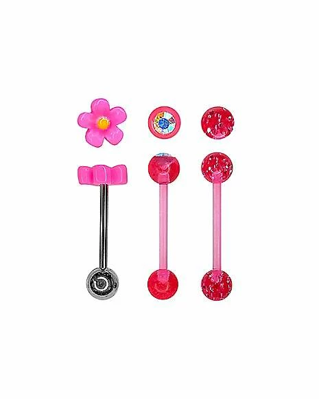Hot Sale β¨ Multi-Pack CZ Pink Flower Barbells 3 Pack - 14 Gauge 𧨠3 Hot Sale β¨ Multi-Pack CZ Pink Flower Barbells 3 Pack - 14 Gauge π§¨