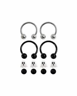 Deals 😉 Multi-Pack Ghost Horseshoe Rings with Extra Balls 4 Pack - 16 Gauge 🌟