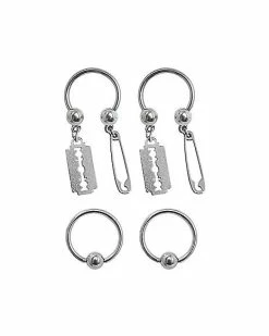 Best Sale 🤩 Multi-Pack Razor and Pin Horseshoe Rings and Captive Rings 4 Pack - 16 Gauge 😀