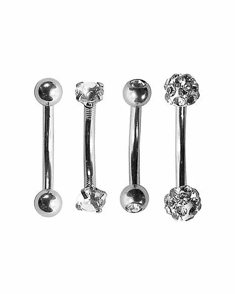 New π Multi-Pack Silverplated CZ Pave Curved Barbells 4 Pack -16 Gauge π 3 New π Multi-Pack Silverplated CZ Pave Curved Barbells 4 Pack -16 Gauge π