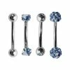 Outlet 😉 Multi-Pack Blue CZ Pave Curved Barbells 4 Pack - 16 Gauge 🥰 -Playboy Shop 03871720 a