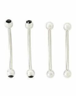Wholesale 👍 Multi-Pack Silvertone Black Stone Curved Barbells 4 Pack - 16 Gauge ✨ -Playboy Shop 03871738 b