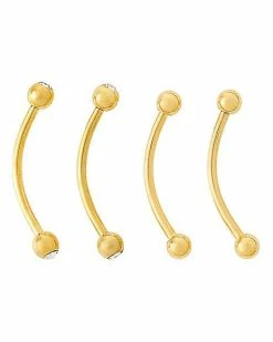New ✨ Multi-Pack Goldtone CZ Curved Barbells 4 Pack - 16 Gauge 🎁