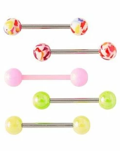Outlet 👍 Multi-Pack Confetti Colored Barbells 5 Pack - 14 Gauge ✔️