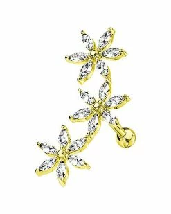 Buy 😉 Goldplated CZ Marquise Flower Cartilage Ring - 16 Gauge 🌟
