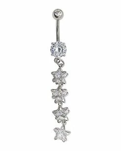 Best reviews of 💯 CZ and Silverplated Tier Star Dangle Belly Ring - 14 Gauge 🤩