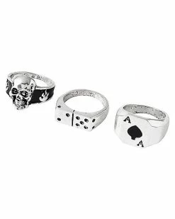 Deals ⌛ Multi-Pack Skull Domino Rings - 5 Pack ✔️ -Playboy Shop 03871910 a