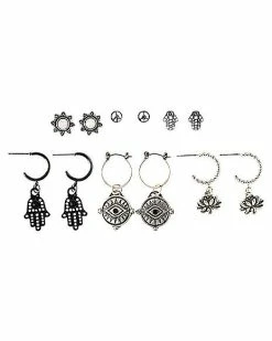 Deals 🔥 Multi-Pack Lotus Hamsa Earrings - 6 Pair ❤️ -Playboy Shop 03872025 a