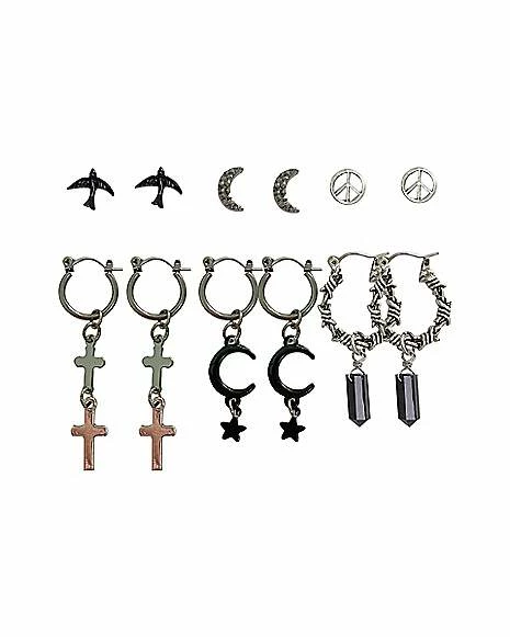 Top 10 π₯° Multi-Pack Crystal Moon Cross Hoop Dangle and Stud Earrings - 6 Pair π₯ 3 Top 10 π₯° Multi-Pack Crystal Moon Cross Hoop Dangle and Stud Earrings - 6 Pair π₯