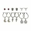 New 😀 Multi Pack Moon Pentagram Skull Hoop Dangle and Stud Earrings - 6 Pack 🎁 -Playboy Shop 03872041