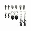 Outlet ✔️ Multi Pack Rose Heart Spike Coffin Hoop Dangle and Stud Earrings - 6 Pack 🥰 -Playboy Shop 03872066