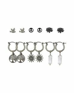 Hot Sale 🛒 Multi-Pack Tree Crystal Dove Dangle Hoop and Stud Earrings - 6 Pair 🧨