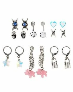 Best Pirce 🎉 Multi Pack Lock Key Dice Dangle and Stud Earrings - 9 Pack 🤩 -Playboy Shop 03872124 a