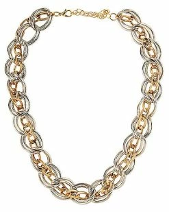 Budget 🌟 Two Tone Double Strand Curb Chain Necklace 🎁