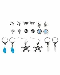 Cheapest ❤️ Multi Pack Pentagram Stone Dove Dangle and Stud Earrings - 9 Pair ⌛ 5 Cheapest ❤️ Multi Pack Pentagram Stone Dove Dangle and Stud Earrings - 9 Pair ⌛ -Playboy Shop 03872157 a
