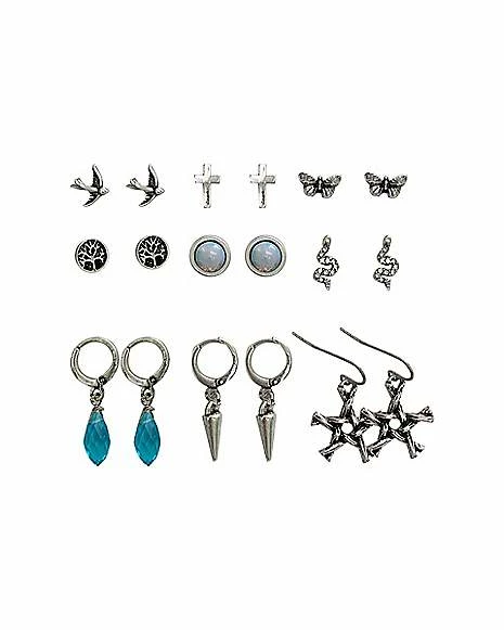 Cheapest ❤️ Multi Pack Pentagram Stone Dove Dangle and Stud Earrings - 9 Pair ⌛ 3 Cheapest ❤️ Multi Pack Pentagram Stone Dove Dangle and Stud Earrings - 9 Pair ⌛
