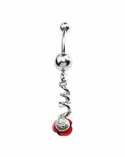 Top 10 ⌛ CZ Spiral Rose Dangle Belly Ring - 14 Gauge 🔔 -Playboy Shop 03872223 d