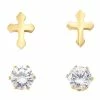 Flash Sale ⌛ Multi-Pack CZ Goldtone Cross Stud Earrings 2 Pair - 18 Gauge 😀 -Playboy Shop 03872603 a