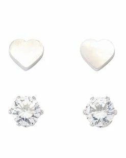 Discount 🎁 Multi-Pack CZ Heart Stud Earrings 2 Pair - 18 Gauge 🧨