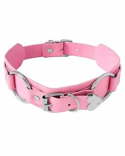 Cheapest 🛒 Pink Heart O-Ring Buckle Choker Necklace 🎁
