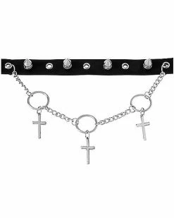 New 👏 Cross O-Ring Spiked Choker Necklace 😉 -Playboy Shop 03872801 b