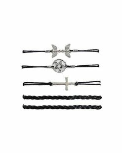 Wholesale 😀 Pentagram Moth Braided Bracelets - 5 Pack 👏