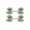 Hot Sale 😍 Zen Mushroom Frog Nipple Barbells - 14 Gauge 💯 -Playboy Shop 03872967
