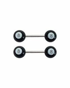 Hot Sale 🥰 Magic Eight Ball Nipple Barbells - 14 Gauge 😀