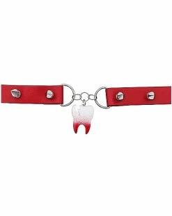 Top 10 ⭐ Red Spike Tooth Charm Dangle Choker Necklace 😉