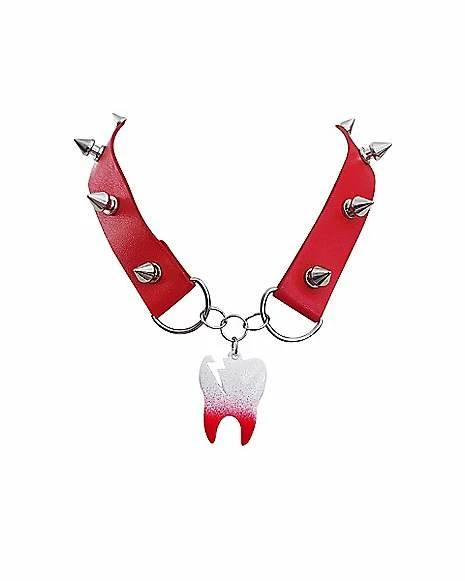 Top 10 β Red Spike Tooth Charm Dangle Choker Necklace π 4 Top 10 β Red Spike Tooth Charm Dangle Choker Necklace π - Image 2