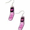 Outlet ✔️ Broken Heart Flip Phone Dangle Earrings - 18 Gauge 😉 -Playboy Shop 03873643 a