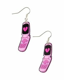 Outlet ✔️ Broken Heart Flip Phone Dangle Earrings - 18 Gauge 😉
