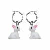 Best Sale ⭐ White Rabbit Dangle Hoop Earrings - 18 Gauge ✔️ -Playboy Shop 03873684 A