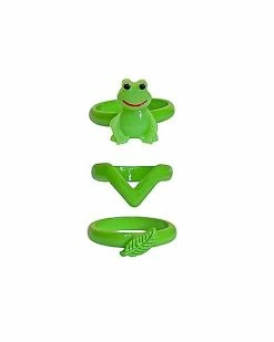 Buy 🥰 Multi-Pack Green Frog and Leaf Rings - 3 Pack 👏