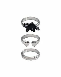 Flash Sale 🔔 Multi-Pack Raccoon and Heart Rings - 3 Pack 🎉