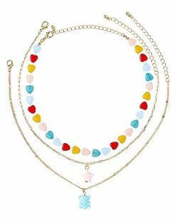 Flash Sale ❤️ Multi-Pack Hearts Star and Bear Choker Necklaces - 3 Pack ⌛ -Playboy Shop 03873957 b
