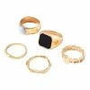 Best Sale ❤️ Multi-Pack Black Signet and White Stone Stackable Rings - 5 Pack 🥰 -Playboy Shop 03874021 a