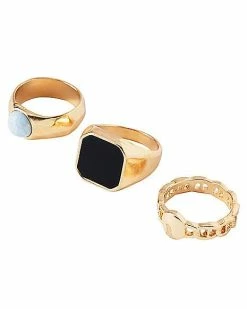 Best Sale ❤️ Multi-Pack Black Signet and White Stone Stackable Rings - 5 Pack 🥰 6 Best Sale ❤️ Multi-Pack Black Signet and White Stone Stackable Rings - 5 Pack 🥰 -Playboy Shop 03874021 b
