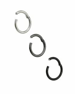 Buy 🎉 Multi-Pack Black and Gray Clicker Septum Rings 3 Pack - 16 Gauge 😀 -Playboy Shop 03874047 b