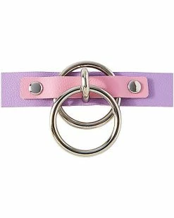 Brand new 👍 Pink and Purple Pastel Large Double O-Ring Choker Necklace ❤️ -Playboy Shop 03874120 b