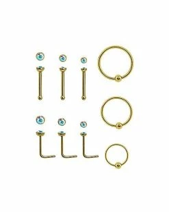Flash Sale 💯 Multi-Pack L-Bend Bone and Captive Hoop Nose Rings 9 Pack - 20 Gauge 😀
