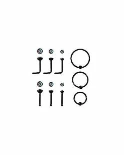 Cheap ✨ Multi-Pack Mystic Topaz CZ L-Bend Bone and Captive Hoop Nose Rings 9 Pack - 20 Gauge 🔔