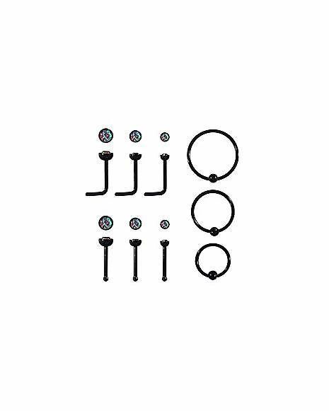 Cheap β¨ Multi-Pack Mystic Topaz CZ L-Bend Bone and Captive Hoop Nose Rings 9 Pack - 20 Gauge π 3 Cheap β¨ Multi-Pack Mystic Topaz CZ L-Bend Bone and Captive Hoop Nose Rings 9 Pack - 20 Gauge π