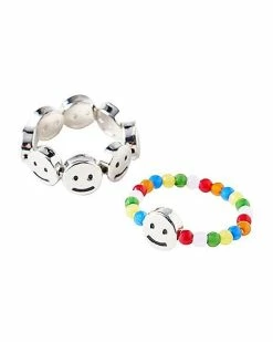 Deals 🌟 Multi-Pack Smiley Face Beaded Rings - 5 Pack 🎁 -Playboy Shop 03874351 c
