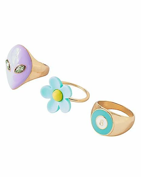 Hot Sale 🧨 Multi-Pack Alien Flower Chain Assorted Rings - 5 Pack ⌛ 4 Hot Sale 🧨 Multi-Pack Alien Flower Chain Assorted Rings - 5 Pack ⌛ - Image 2