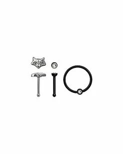 Hot Sale 🤩 Multi-Pack CZ Racoon Hoop and Bone Nose Rings 3 Pack - 20 Gauge 🎁
