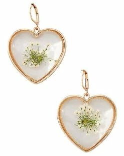 Outlet 🔥 Gold Plated Resin Flower Heart Dangle Earrings 🎉
